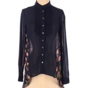 MAEVE Anthropologie Floral Print Long Sleeve Top